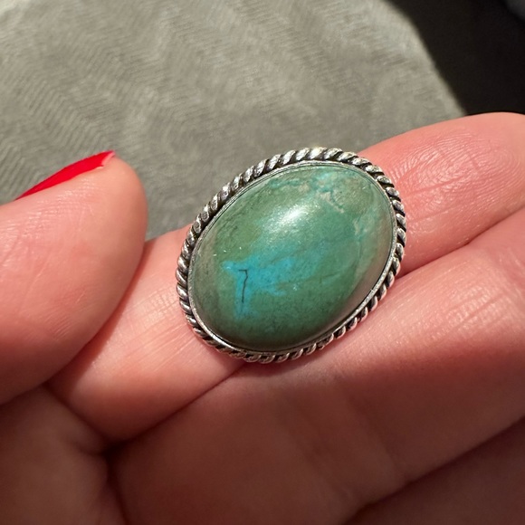Chrysocolla Sterling Silver overlay ring - Picture 1 of 9